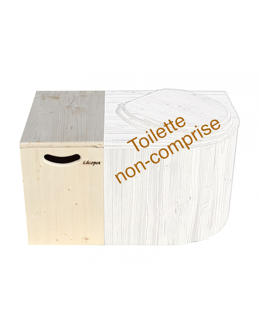 Toilette sèche en bois massif avec compartiment copeaux à l