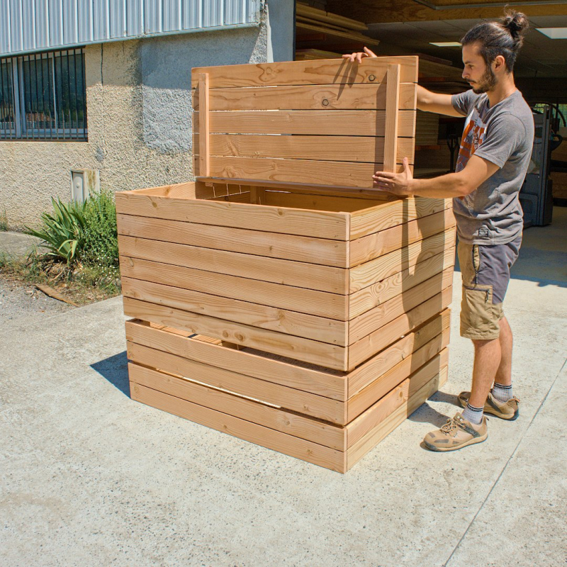 Composteur en bois fabrication française Dimensions 80 x 80 x 90 cm Bois  Iroko massif
