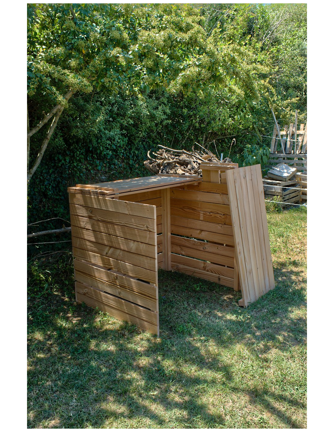 Composteur en bois de jardin 200L