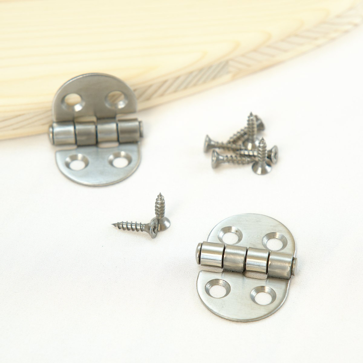Pair of half round stainless steel hinges for LECOPOT toilet seat