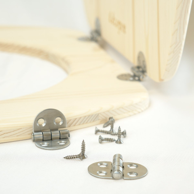 Pair of half round stainless steel hinges for LECOPOT toilet seat