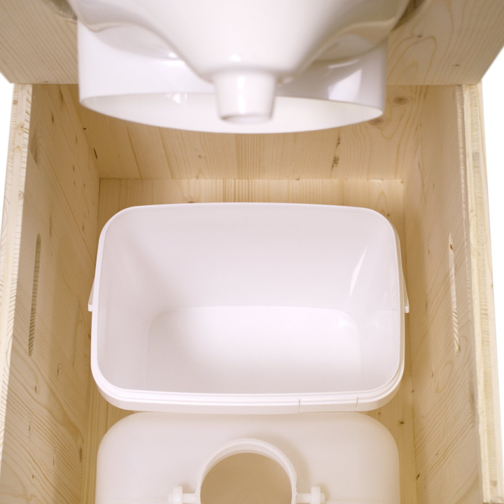 Cubo rectangular de 10 litros para inodoro seco con separación de orina