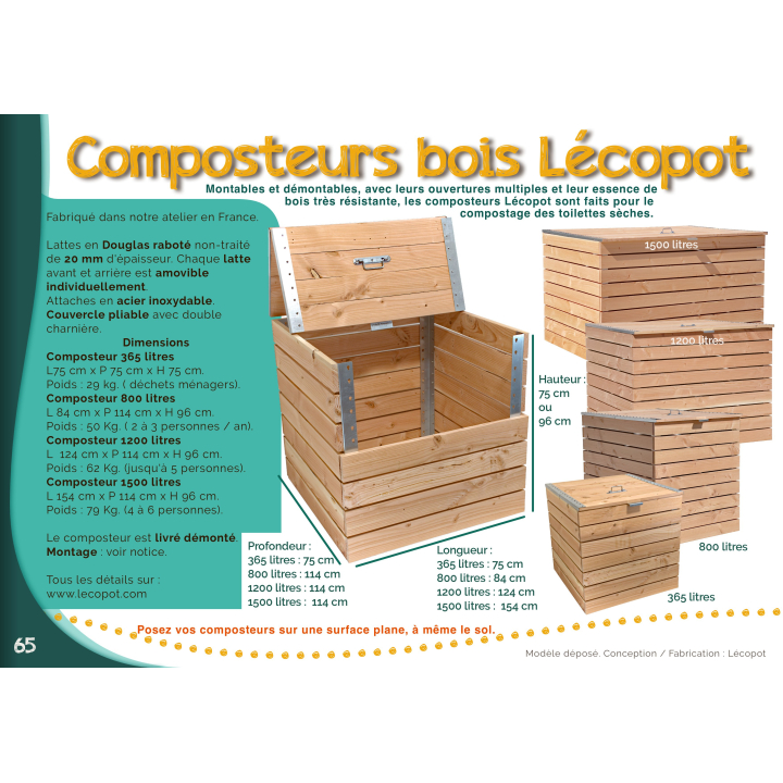Compostador de madera - 1200 Litros | Lécopot