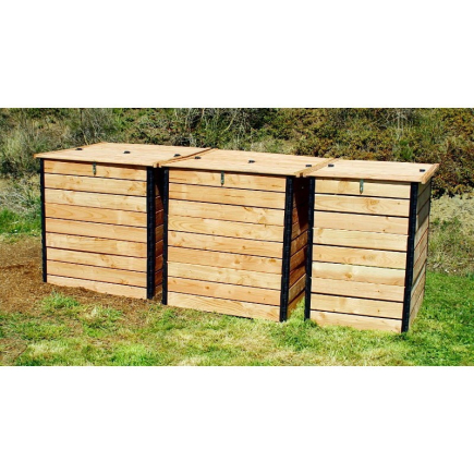 Set of 3 Douglas fir dry-toilet compost bins 3200 liter